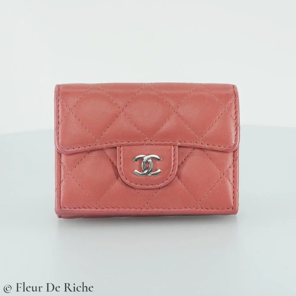 Chanel Classic Trifold Pink Flap Wallet Quilted Lambskin - Picture 2 of 10